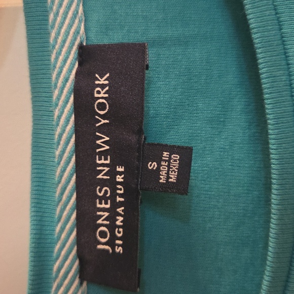 Jones New York Teal Fitted Short Sleeve T-Shirt Small - Picture 2 of 4
